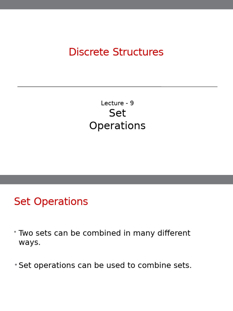 Discrete Structures Lecture 9 | PDF | Intersection (Set Theory ...