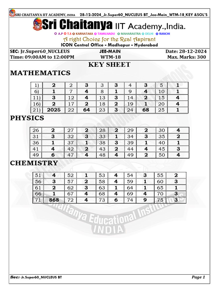 IIT JEE Main Solutions 2024 | PDF | Perpendicular | Euclidean Plane ...