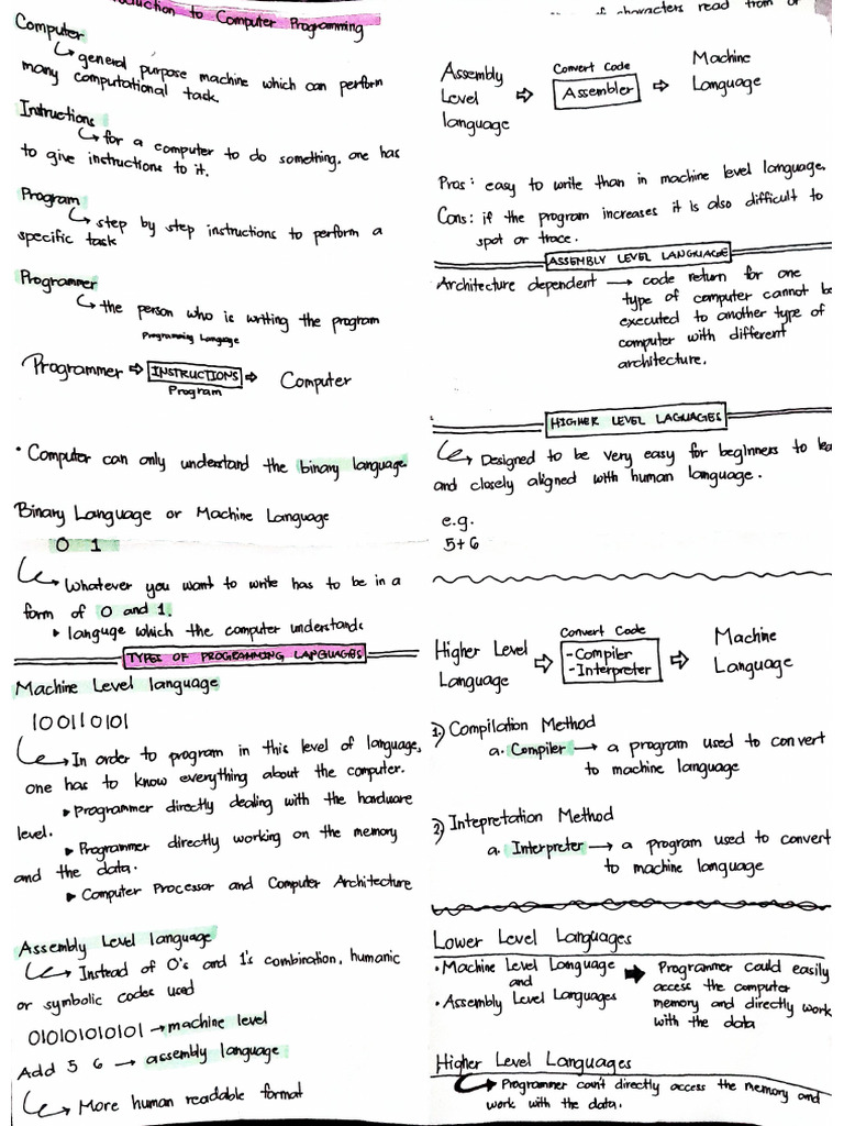Computer programming 1 notes | PDF