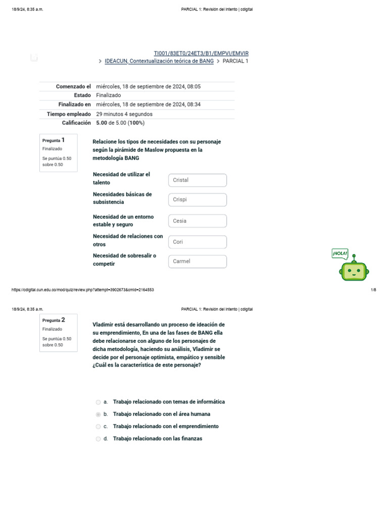 Parcial 1 | PDF | Pensamiento | Iniciativa empresarial