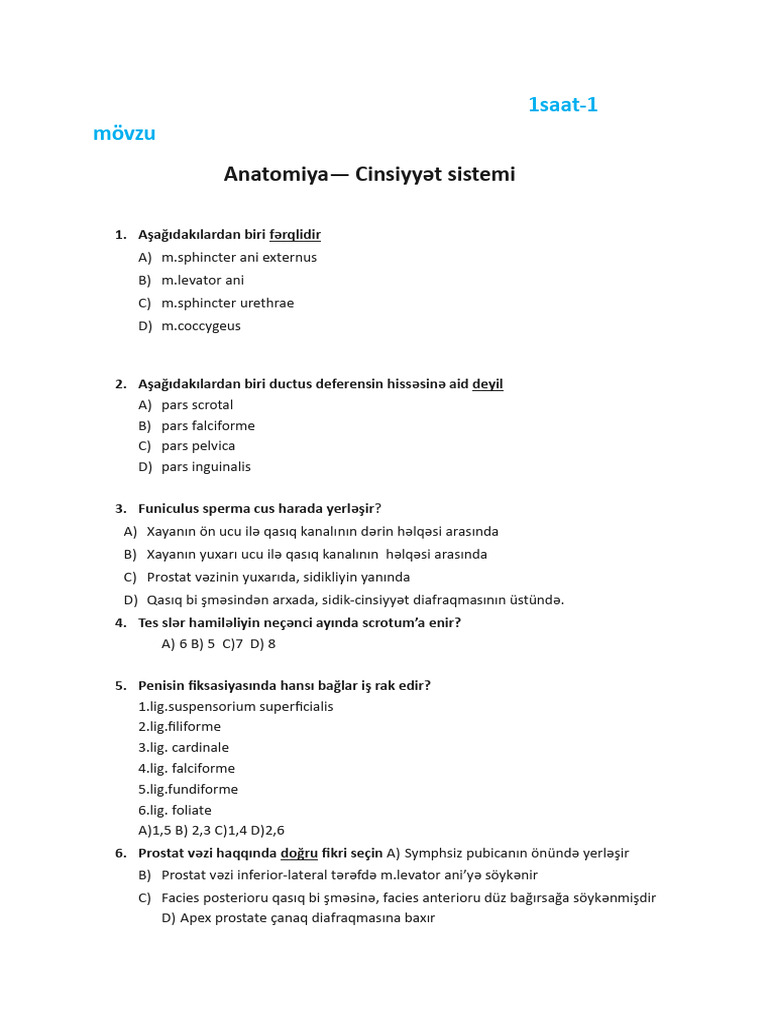 Cinsiyyət Sistemi - Suallar | PDF