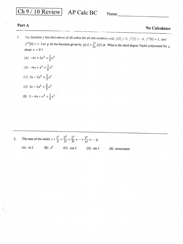 BC CH 9-10 Review Day 1 - Review Worksheet | PDF