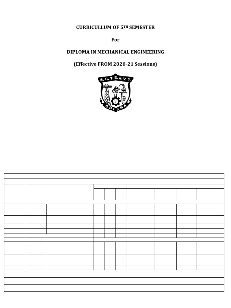5th Semester Mechanical Engineering Curriculum | PDF | Belt (Mechanical ...