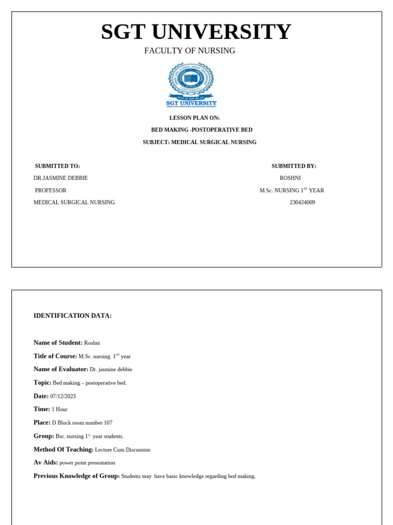 Lesson Plan On Bed Making Pdf Anxiety Anxiety Disorder