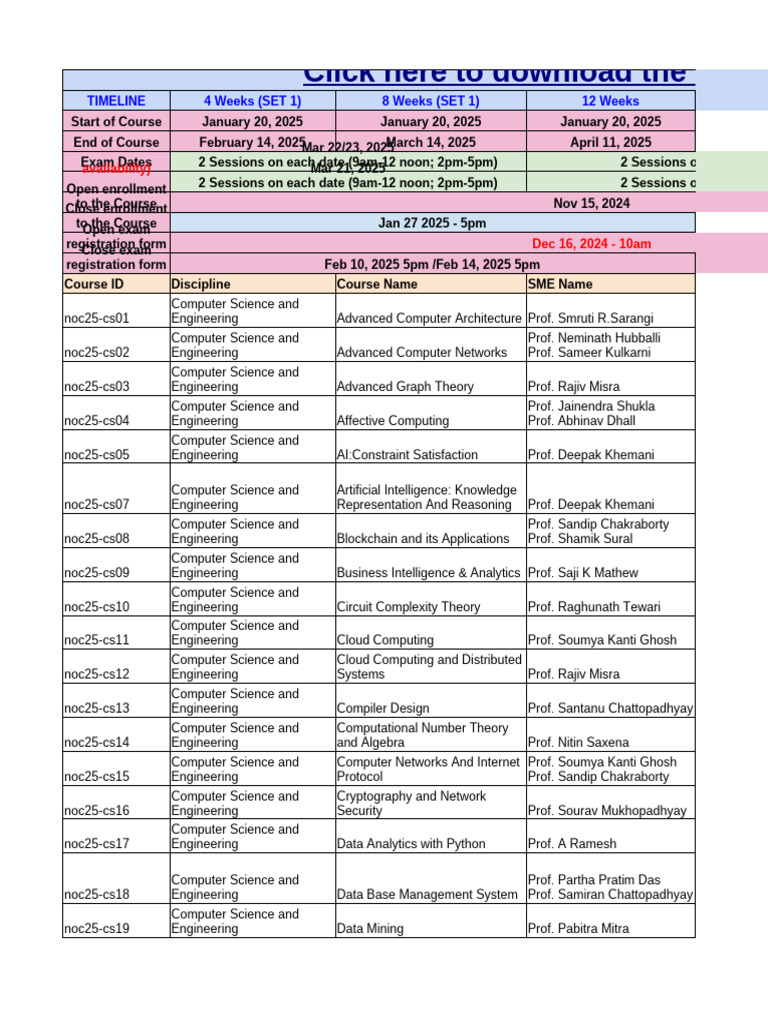 IIT 2025 Computer Course Timeline | PDF | Computer Science | Computer ...