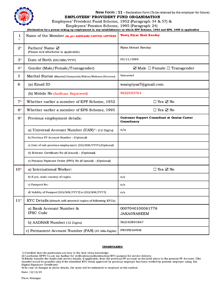Pf Form 11