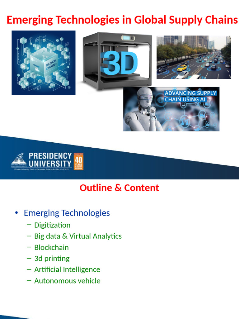 Emerging Technologies in Supply Chains | PDF | 3 D Printing | Supply Chain