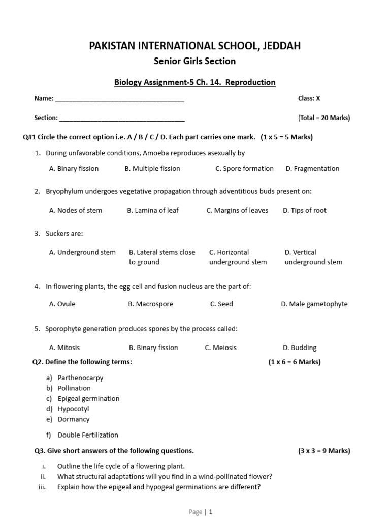 Biology Assignment - Ch.14 | PDF