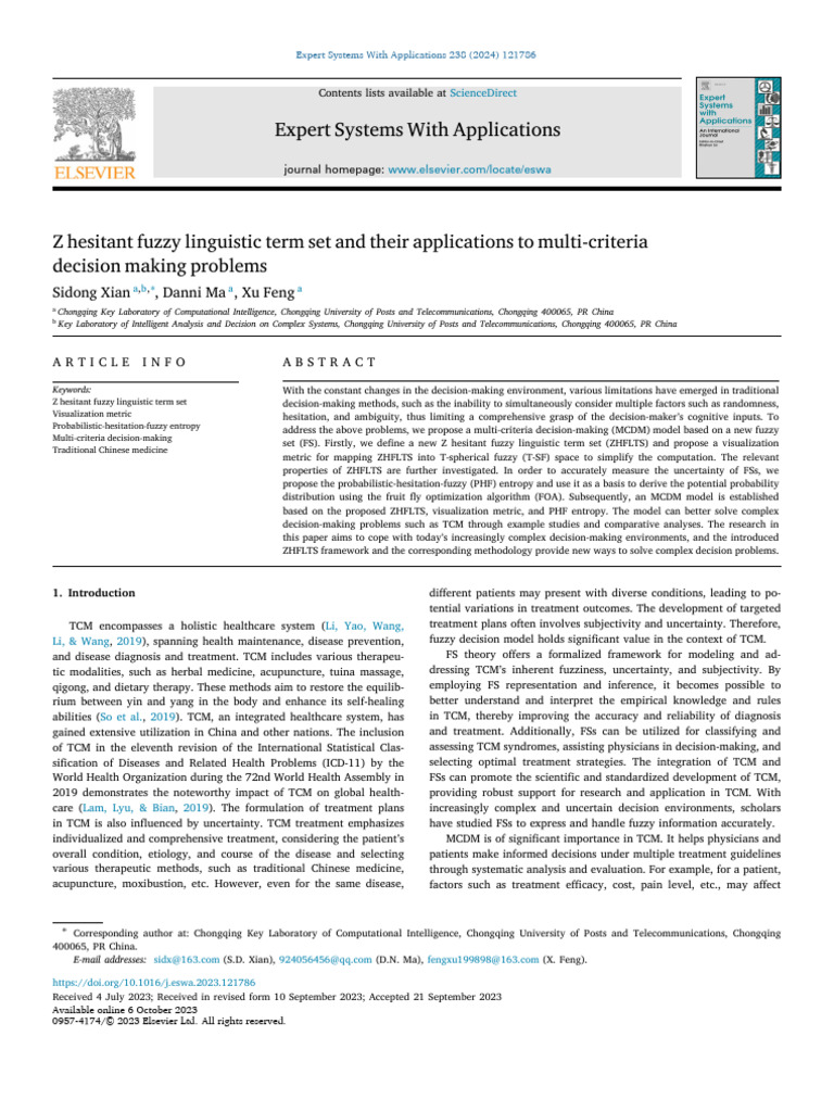 Z Hesitant Fuzzy Linguistic Term Set and Their Applications To Multi ...