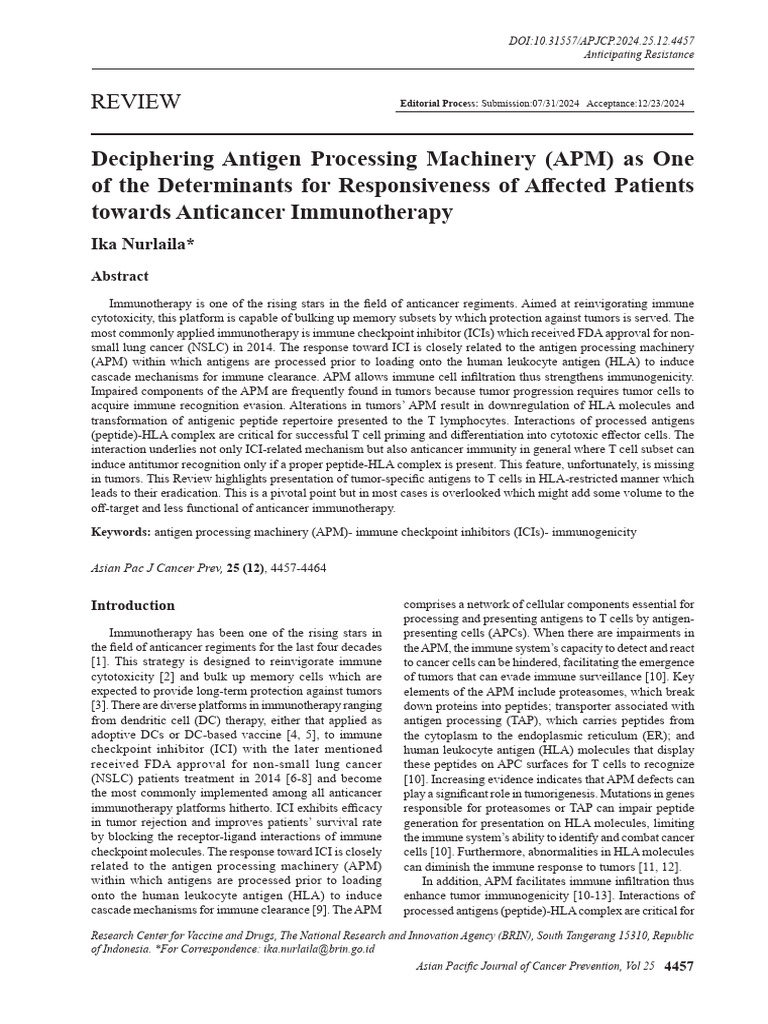 Antigen Processing in Cancer Immunotherapy | PDF | Mhc Class I | Antigen
