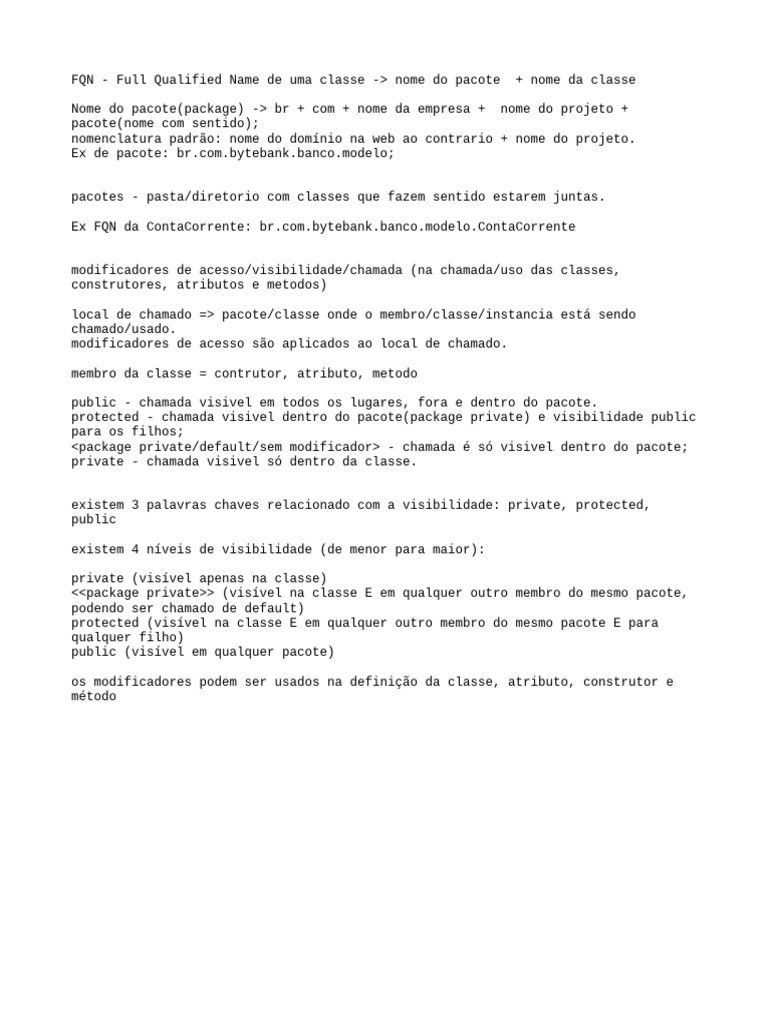 Modificadores de Acesso em Java | PDF
