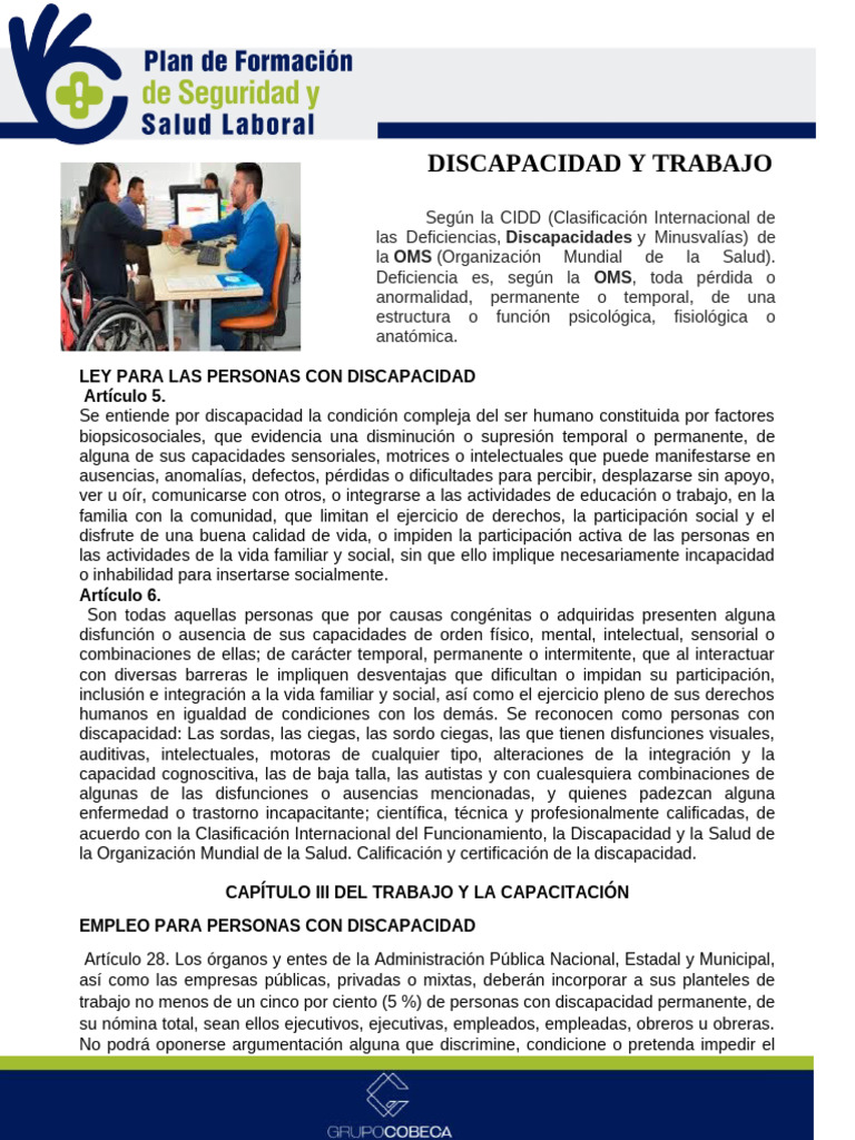 DISCAPACIDAD Y TRABAJO | PDF | Invalidez
