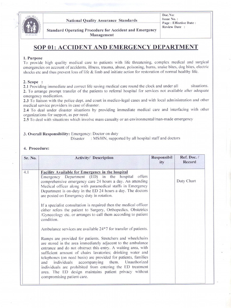 Accident and Emergency Department | PDF