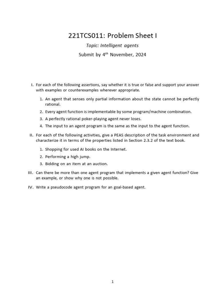 FAI Problem Sheet I | PDF