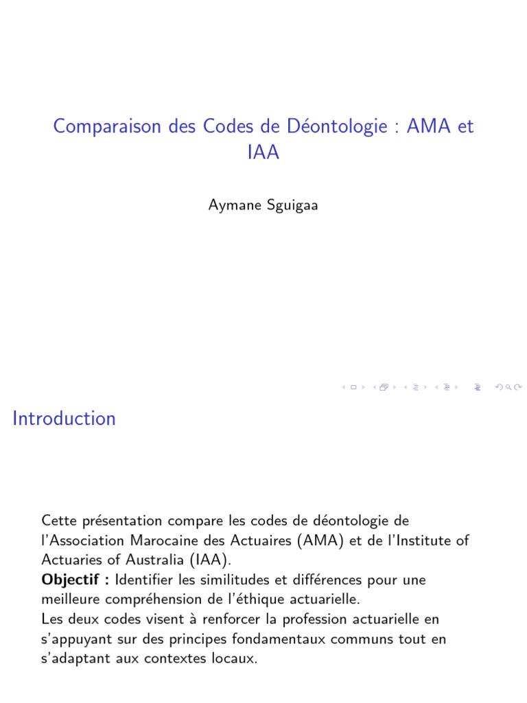Comparaison des Codes Déontologiques AMA-IAA | PDF | Actuaire