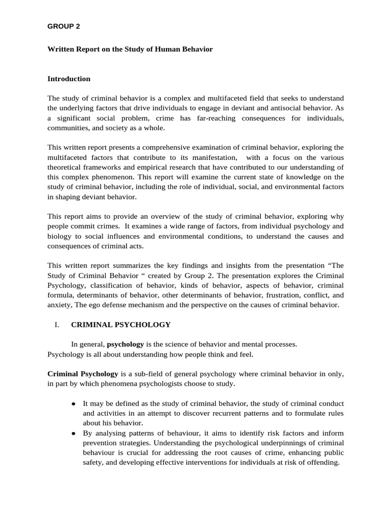 The Study of Human Behavior | PDF | Crimes | Crime & Violence