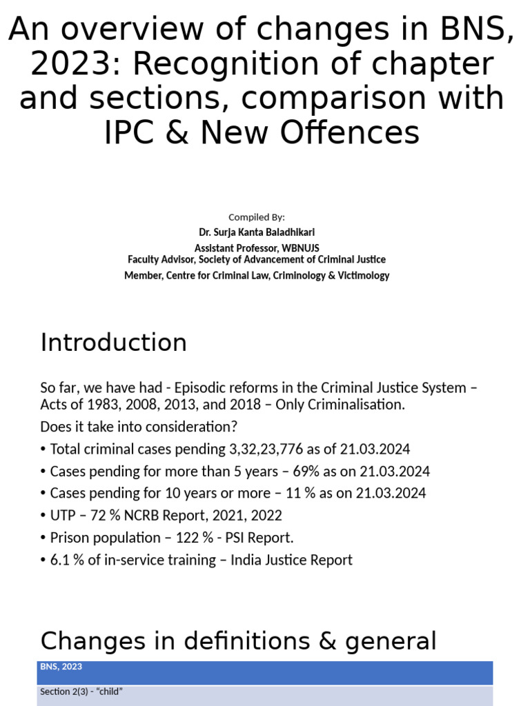 BNS 2023: Key Changes and Offences | PDF | Theft | Rape