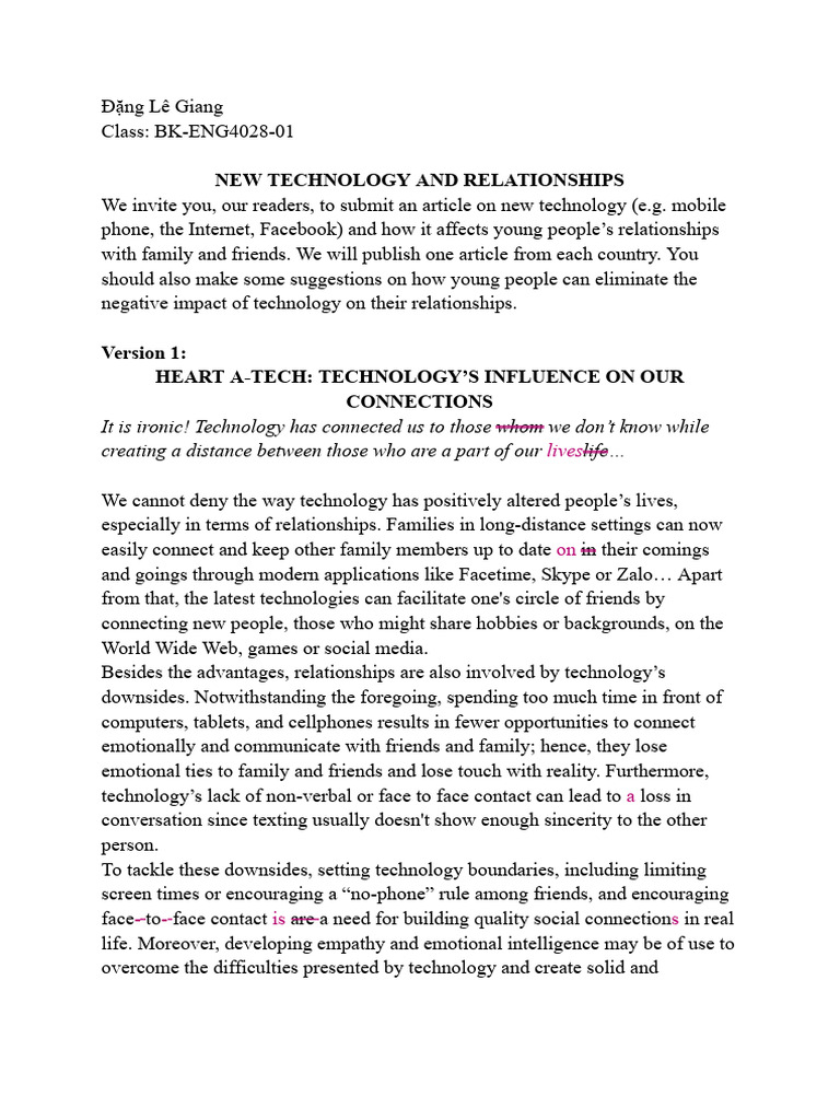 Technology's Impact on Relationships | PDF | Social Psychology ...