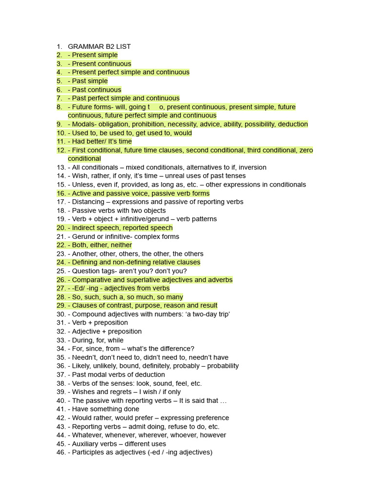Comprehensive B2 Grammar Guide | PDF | Verb | Linguistic Typology