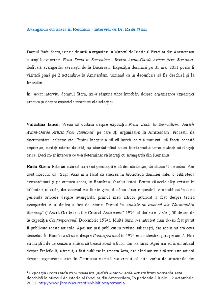 Interviu Radu Stern (From Dada To Surrealism) PDF