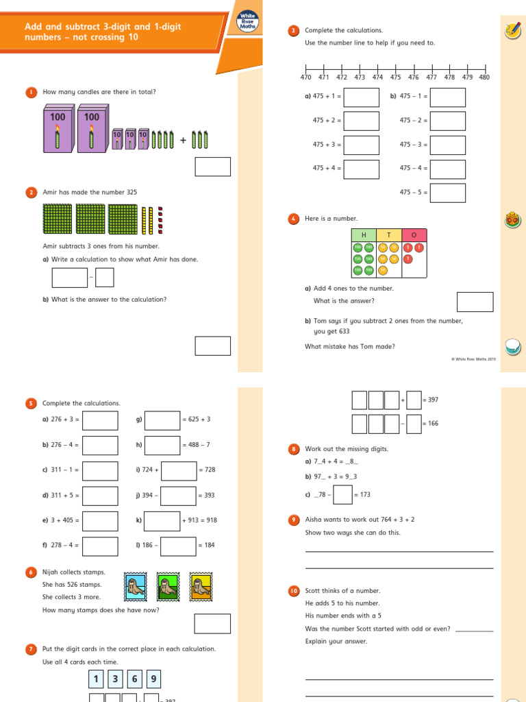 Add-And-Subtract-3-Digit-And-1-Digit-Numbers - Math Practise Sheets ...