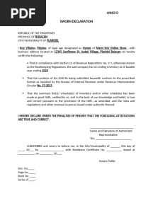 Sworn-Declaration Inventory NO INVENTORY