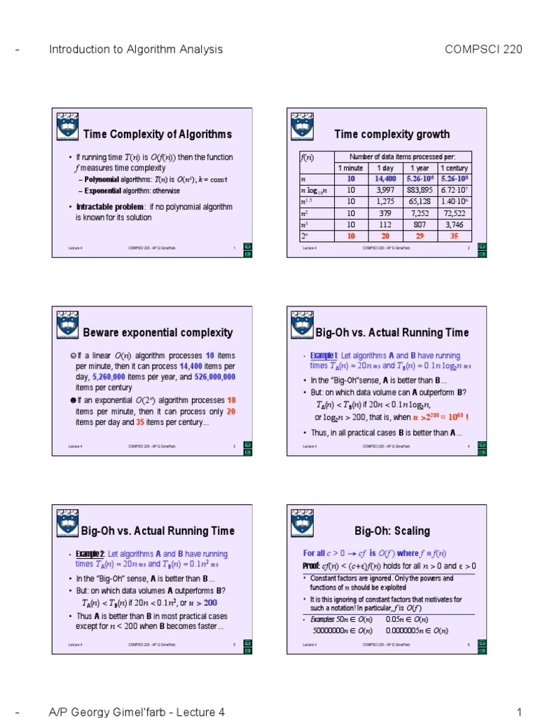 220handout Lecture04 | PDF | Time Complexity | Logarithm