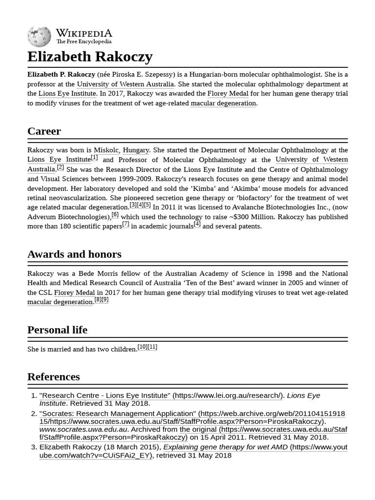 Elizabeth_Rakoczy | PDF | Medical Specialties | Health Sciences