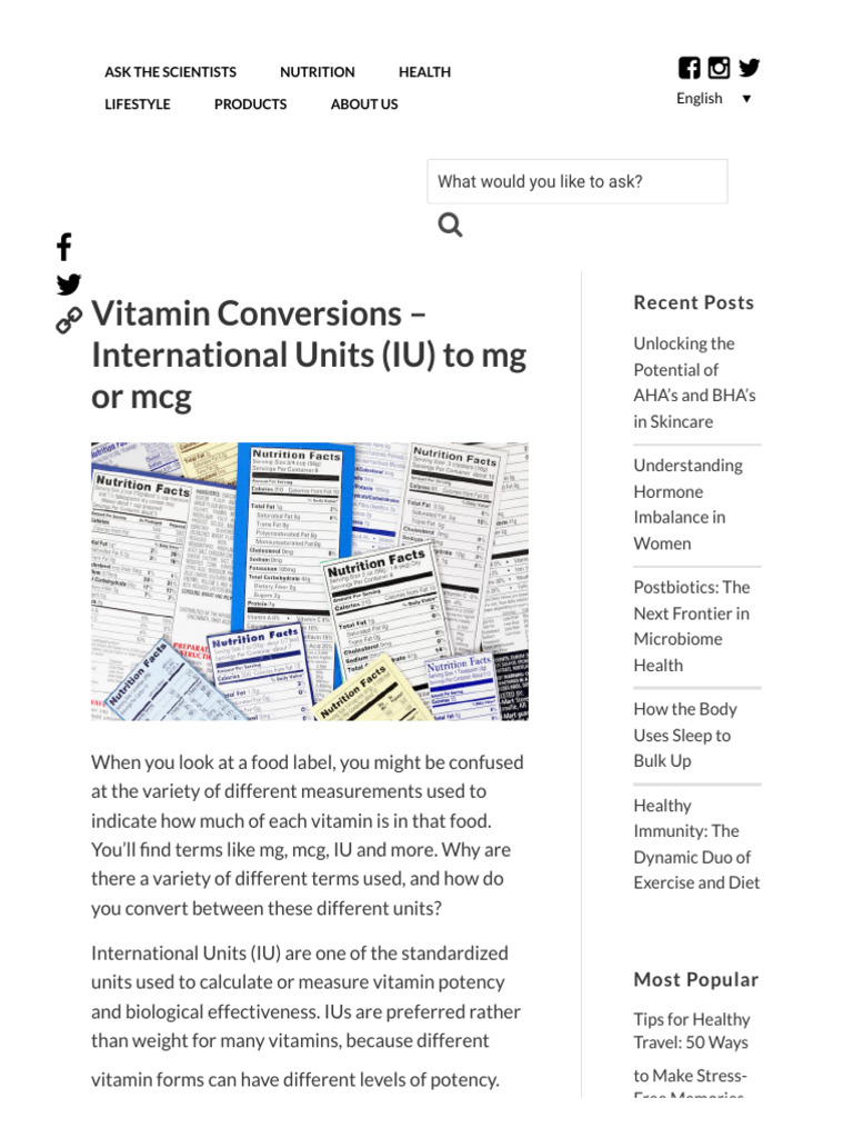 Vitamin IU to mg/mcg Conversion Guide | PDF | Vitamin | Dietary Supplements