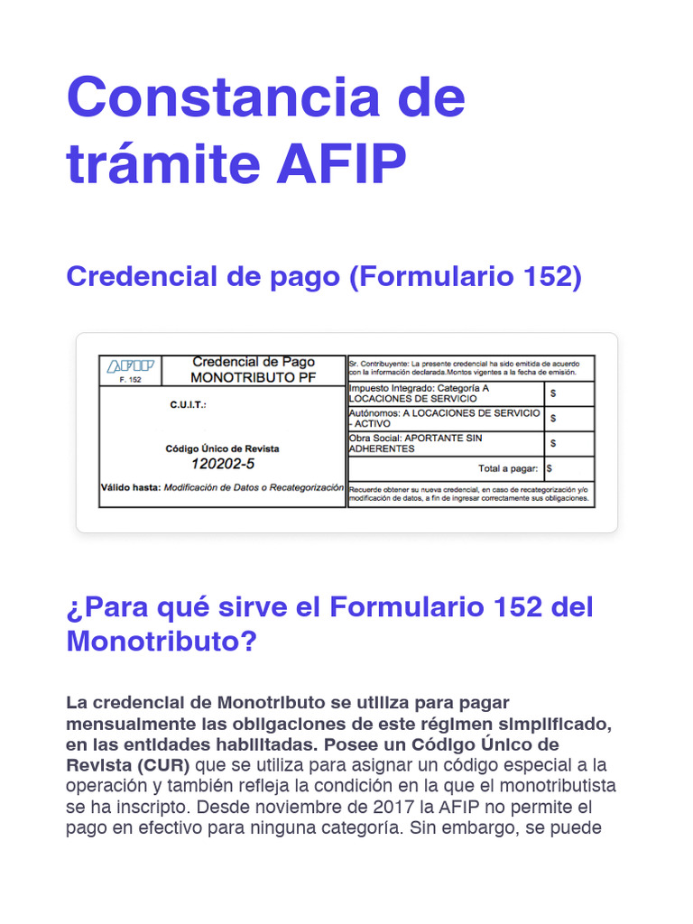 Cómo obtener la Credencial de Pago F.152 | PDF