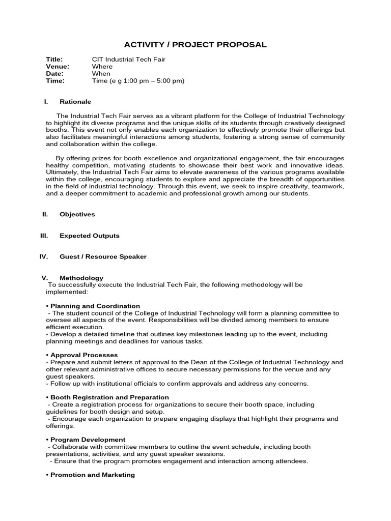 CIT Industrial Tech Fair Proposal | PDF | Creativity | Organizational ...