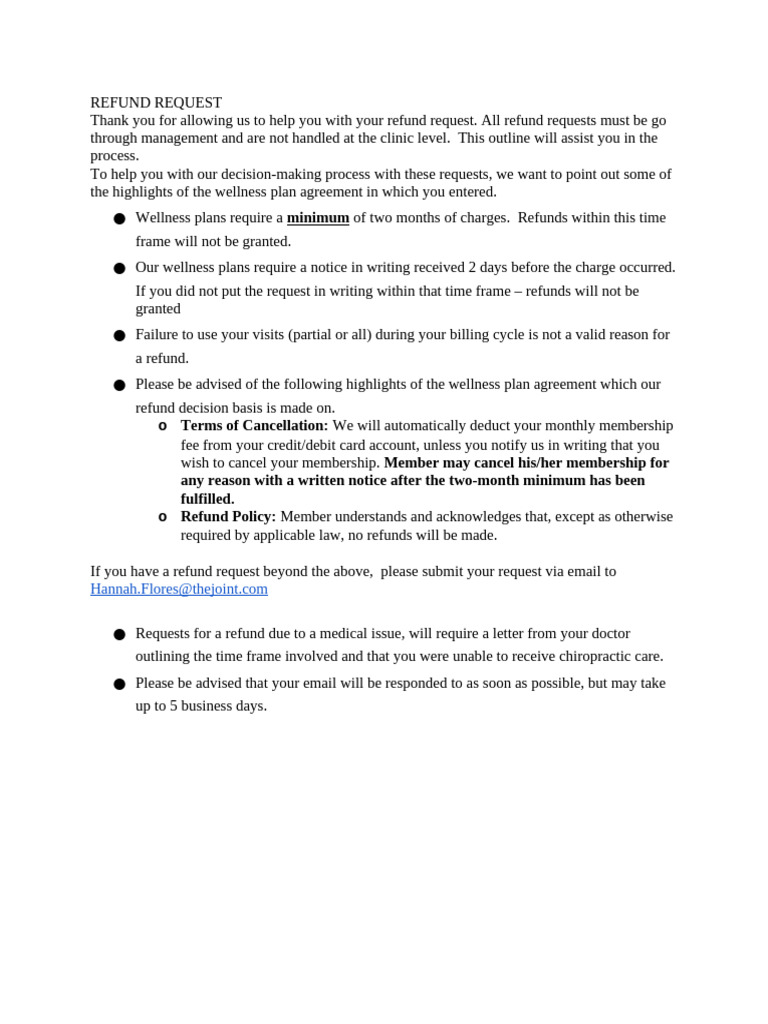 Wellness Plan Refund Request Guidelines | PDF