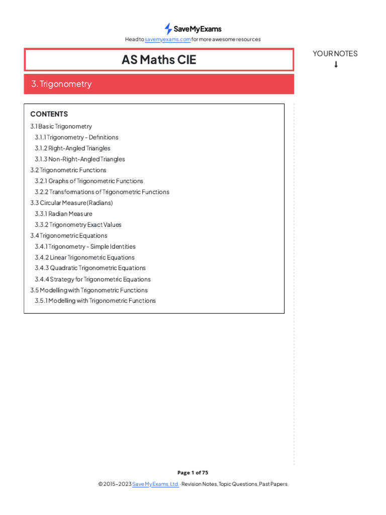 Maths 3 | PDF | Trigonometry | Trigonometric Functions