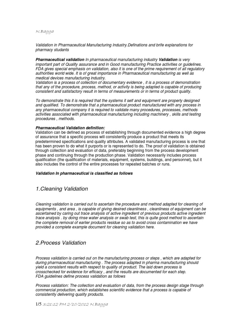 Pharmaceutical Validation Overview | PDF | Verification And Validation ...