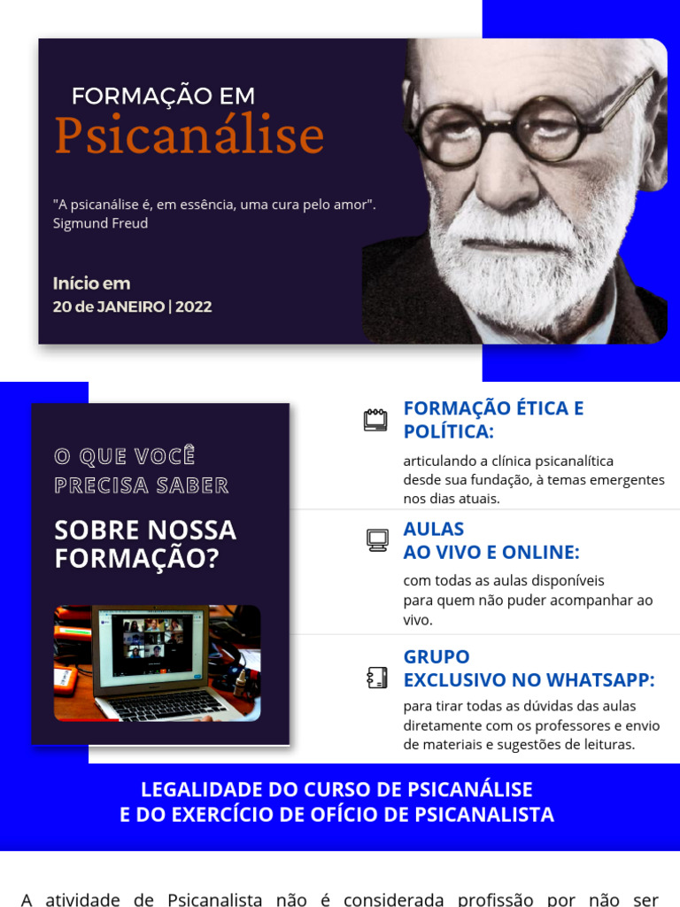 Formação em Psicanálise: Curso Completo | PDF | Psicanálise | Sigmund Freud