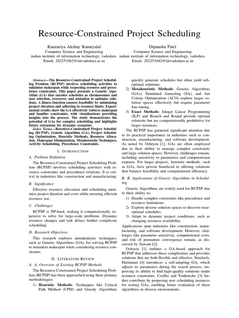 Optimizing Resource-Constrained Scheduling | PDF | Genetic Algorithm ...