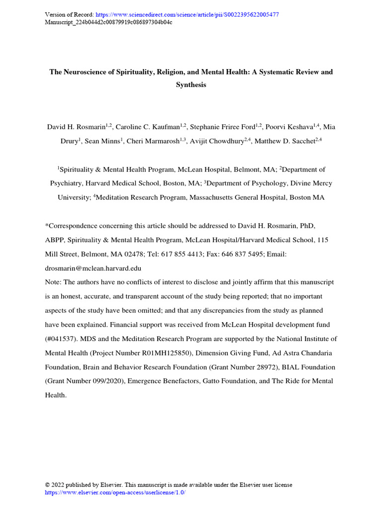 Neuroscience of Spirituality and Mental Health | PDF | Cingulate Cortex ...
