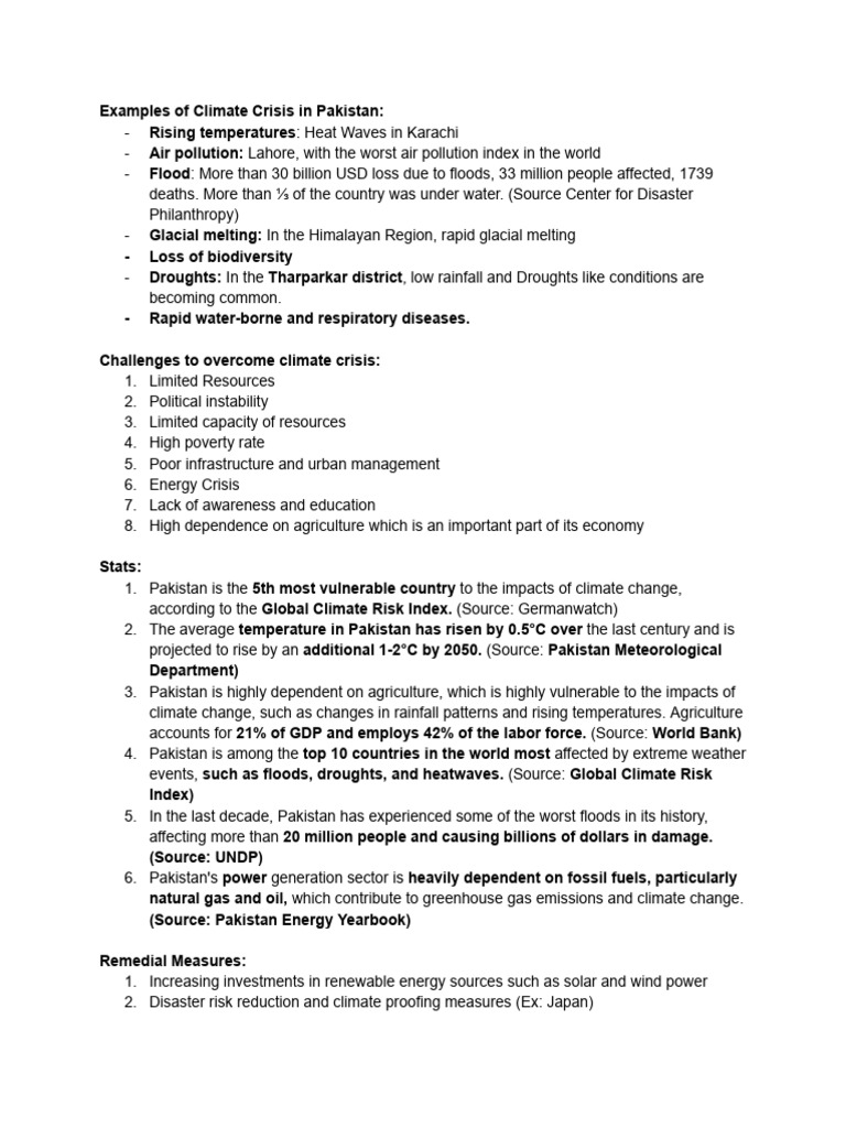 Climate Crisis in Pakistan and Disaster Management | PDF | Climate ...