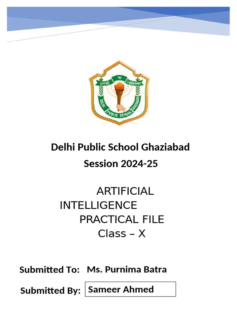 AI Practical File for Class X | PDF | Computing | Computer Programming