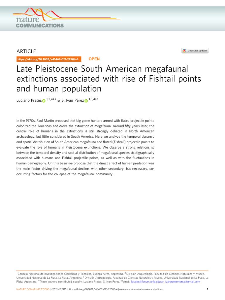 Late Pleistocene South American Megafaunal Extinctions | PDF | Megafauna