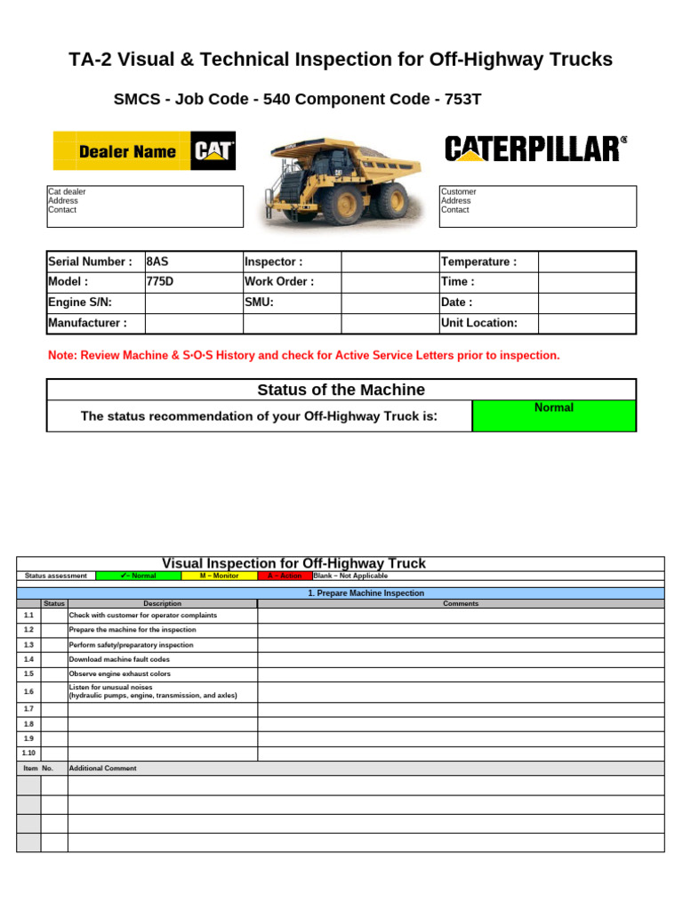 Off-Highway Truck Inspection Guide | PDF | Brake | Axle