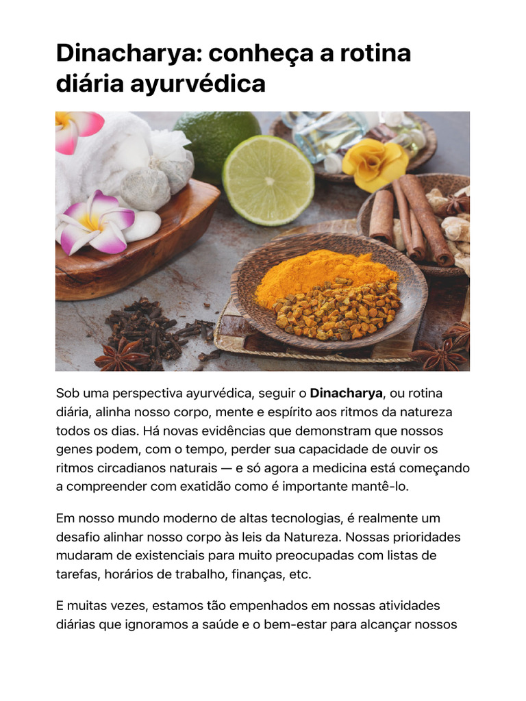 Dinacharya: A Rotina Diária Ayurvédica | PDF | Ayurveda | Dormir