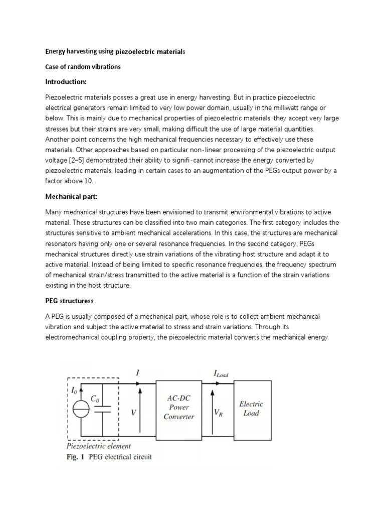 Energy Harvesting by Piezoelectric Materials | PDF | Energy Harvesting ...