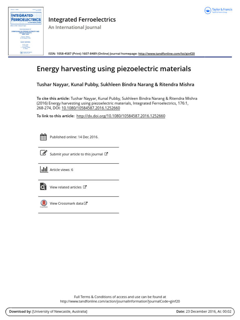 Piezoelectric Harvesting Theories | PDF | Piezoelectricity | Electrical ...