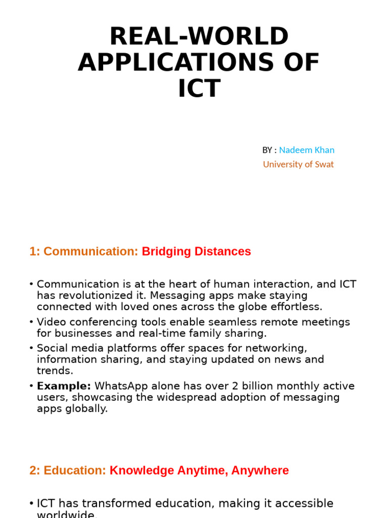 Real-World Applications of ICT | PDF | Educational Technology ...