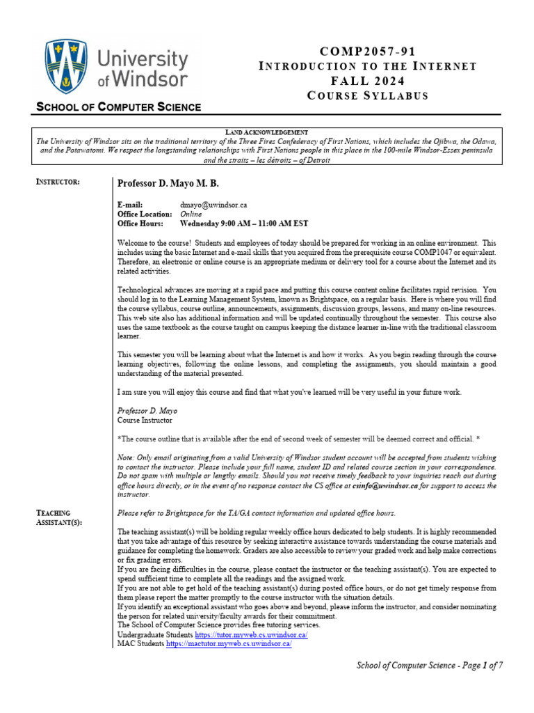 COMP2057 - Syllabus WINTER2025 | PDF | World Wide Web | Internet & Web