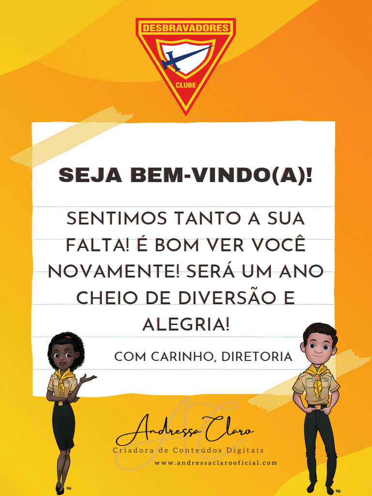 Boas Vindas Desbravadores | PDF, image size:768x1024