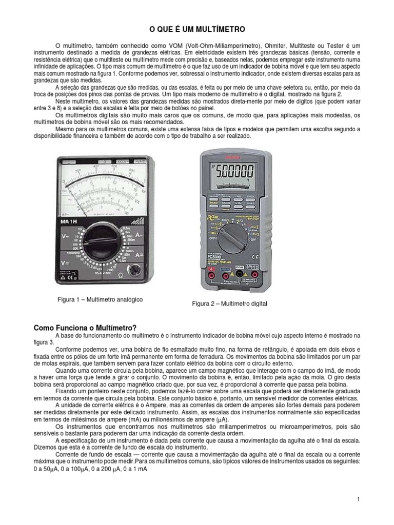 Apostila Multimetro | PDF | Resistência elétrica e condutividade | Rede ...