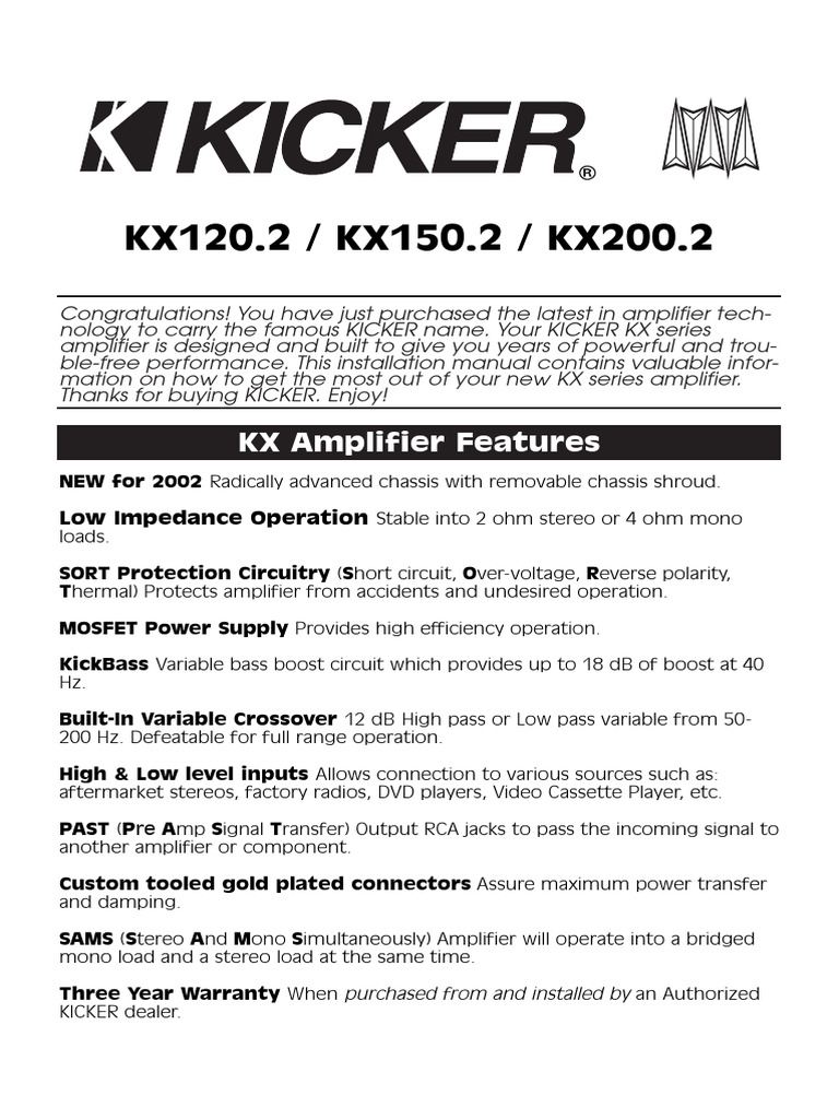 KICKER KX Series Amplifier Manual | PDF | Amplifier | Loudspeaker