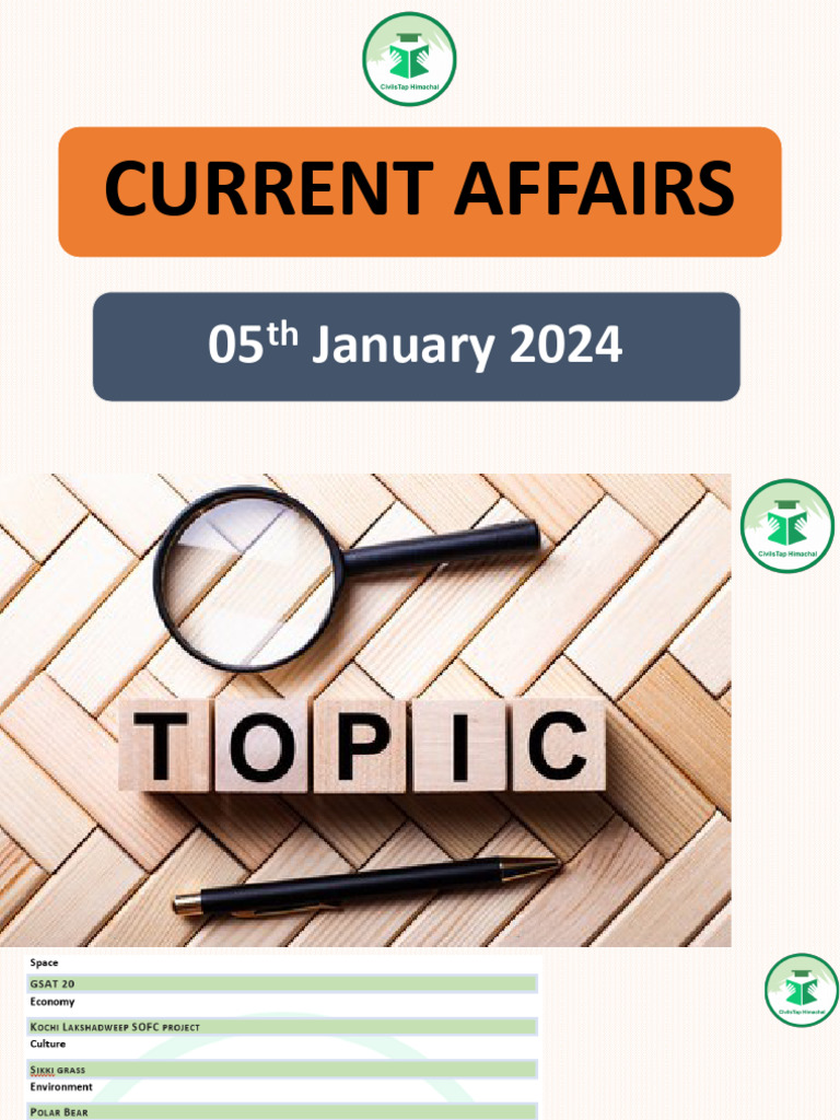 Daily Current Affairs Quiz and MCQ 5th Jan 2024 | PDF